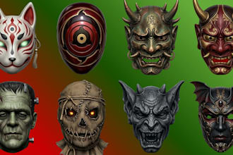 design 3d mask print and paint halloween mask anime mask cosplay mask helmet
