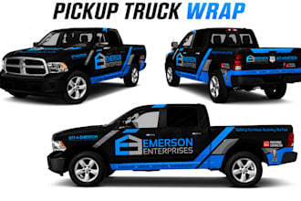 design pickup truck wrap design or any vehicle wrap, lettering truck wrap