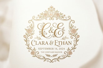 design an elegant and romantic wedding logo for your special day