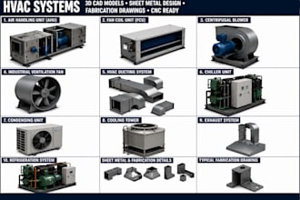 design 3d hvac cooling ventilation machine parts cad models cnc fabrication