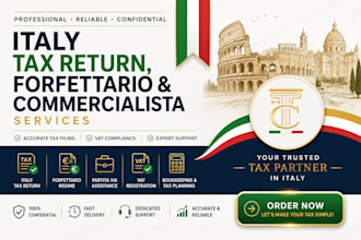 help with italy tax return, forfettario and commercialista services