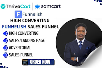 build high converting funnelish samcart or thrivecart sales funnel