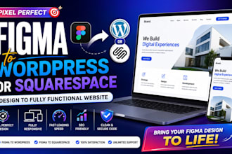 recreate website from figma into squarespace or wordpress design