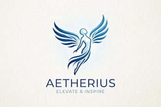 design an elegant and modern blue angel logo for your brand