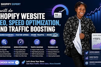do shopify website SEO, speed optimization, and traffic boosting
