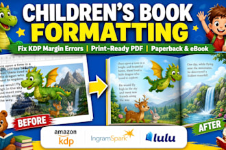 format your childrens picture book, fix KDP margin errors for paperback, ebook