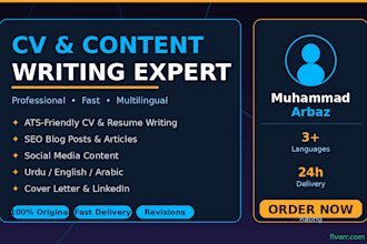 write professional CV, resume and content in english and urdu