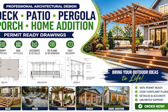 draw deck, patio, pergola, porch and home addition plans for permit