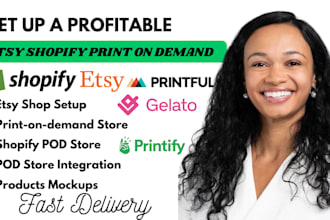 etsy shop setup etsy print on demand store shopify  pod with printful printify
