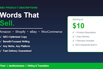 write SEO product descriptions for your amazon, shopify or ecommerce store