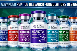 design peptide vial label, peptide sarms, product label design, 3d mockup