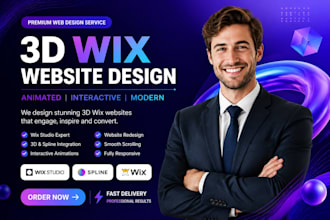 create interactive 3d website scroll animation design wix studio using spline