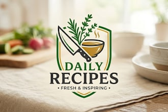 design a modern and appetizing recipe logo for your food brand