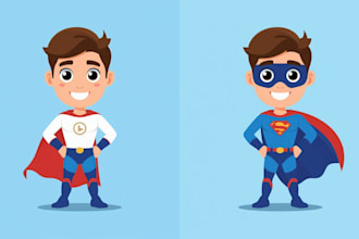 create cartoon avatar and superhero character of yourself