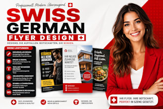 design swiss german flyer, corporate flyer, sell sheet one pager,company profile