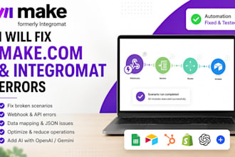 fix make com automation errors and debug integromat as make com broken scenario