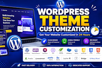 customize wordpress theme, elementor, divi, wpbakery expert