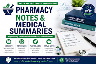 make pharmacy notes, medical summaries and ppts
