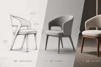 design comfortable modern ergonomic chair concept and 3d model