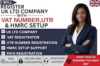 register UK ltd company with vat number, utr and hmrc setup