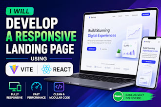 develop a responsive landing page using vite react