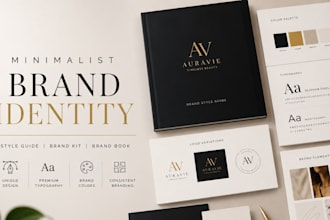design minimalist luxury brand style guide, brand identity kit and brand book