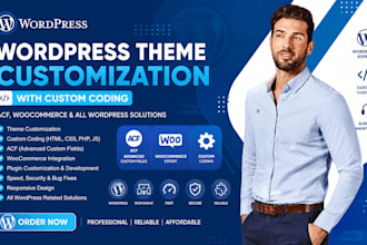 fix and customize wordpress theme, woocommerce custom coding