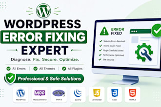 fix wordpress website, malware removal, errors bugs in 1 hour