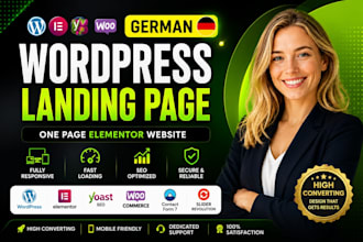 design high converting german wordpress landing page, one page elementor website