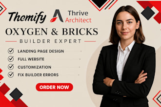 create design website using themify thrive architect bricks and breakdance