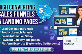 build high converting systeme io, sales funnels and getresponse landing pages