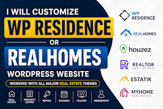 customize wp residence or realhomes wordpress website