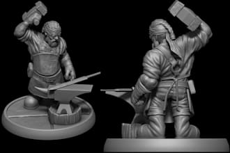 sculpt 3d character modeling, toy, fantasy character, statue for 3d printing