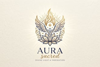 design a divine and inspirational sacred symbol logo for your brand
