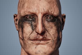 scary3d ue5 character,zombie apocalyptic,cc5 model,realism skin tattoo,maya xgen