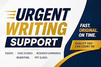 write urgent essays, case studies and summaries