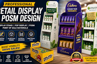 design retail display stand, pop display, posm and point of sale materials 3d