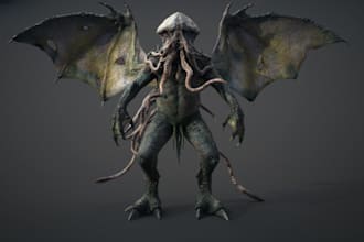 edit3d creature mesh,houdini animal character,4ktexture,scar,tentacle,zbrush mod
