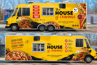 create food cart, food truck, food stall, car wrap any vehicle wrap design