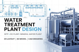 2d 3d layout water treatment plant design wtp layout ro plant drawing cad