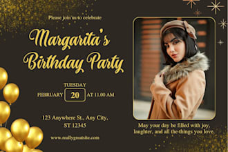 design a modern birthday invitation card