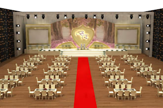 design 3d wedding decoration with rendering