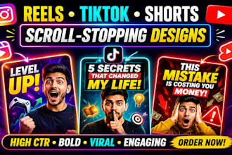 design scroll stopping reels cover tiktok cover and youtube shorts thumbnails