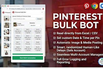 develop a custom pinterest chrome extension and automation bot