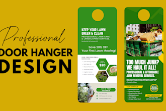 design door hanger, rack card, postcard, or business leaflet