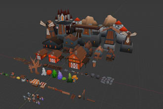 create low poly 3d assets and characters in blender