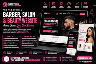 design barber website, salon website, beauty website, stylist and spa website