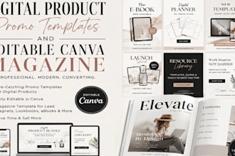 design digital product promo templates and editable canva