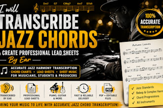 transcribe jazz chords and create professional lead sheets by ear