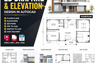 do 2d autocad drafting and elevation